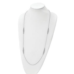 Sterling Silver Rhodium-plated Polished Hammered Bead Necklace