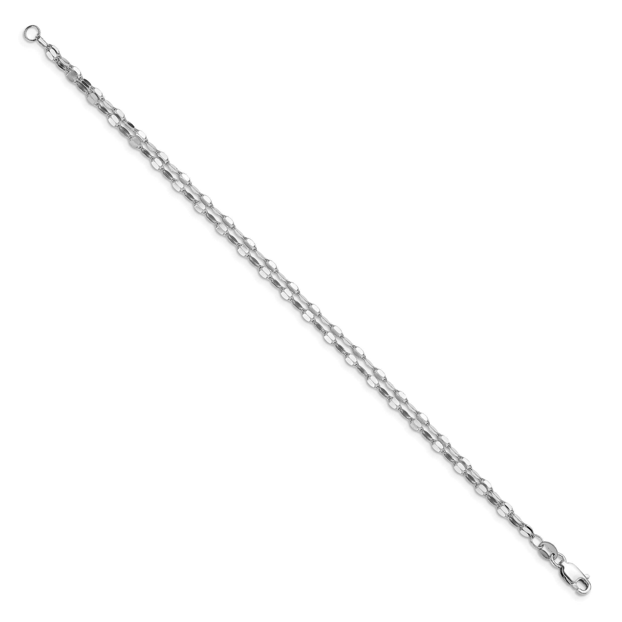 Sterling Silver Rhodium-plated Polished Double-strand Bracelet