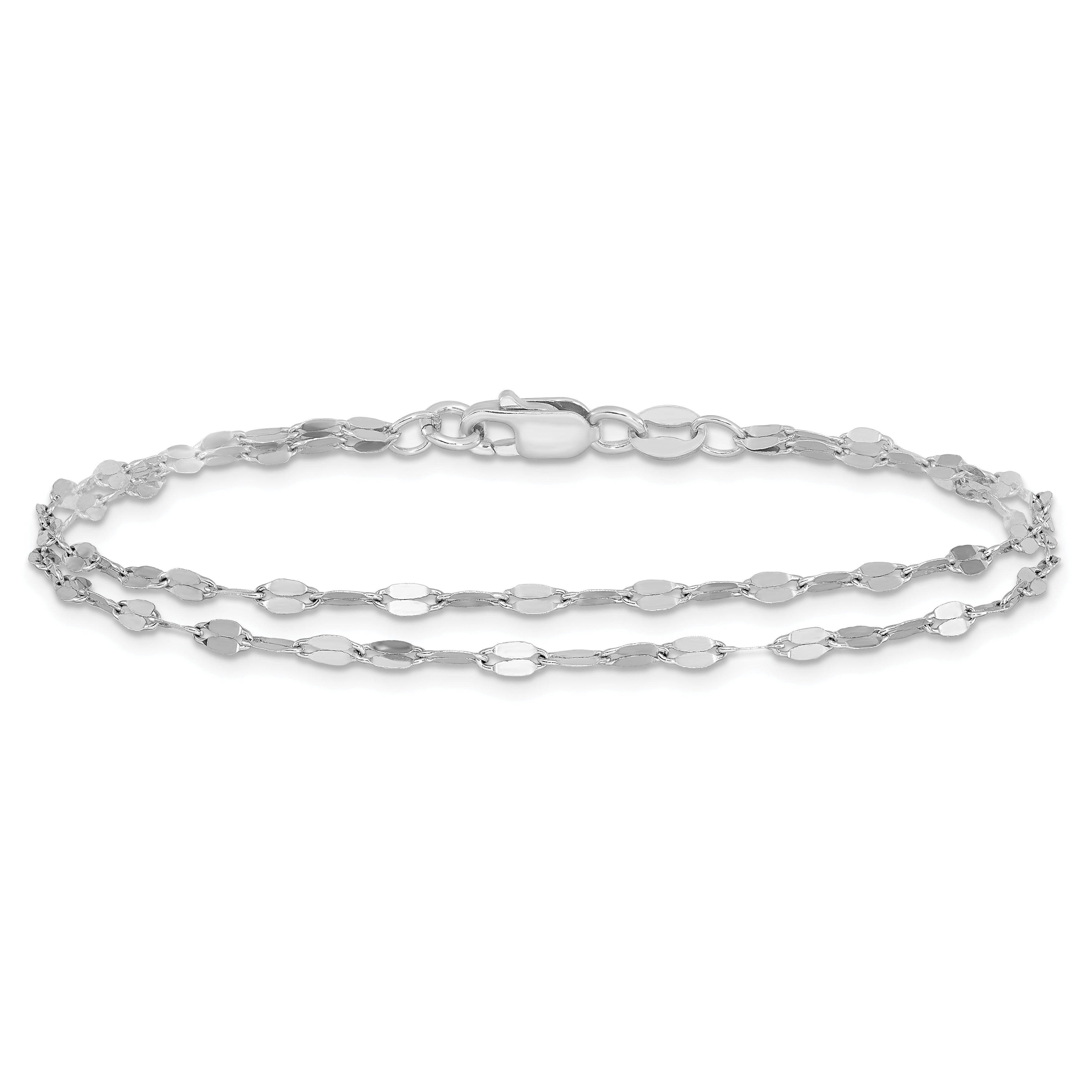 Sterling Silver Rhodium-plated Polished Double-strand Bracelet