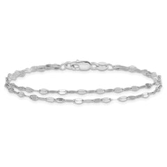 Sterling Silver Rhodium-plated Polished Double-strand Bracelet