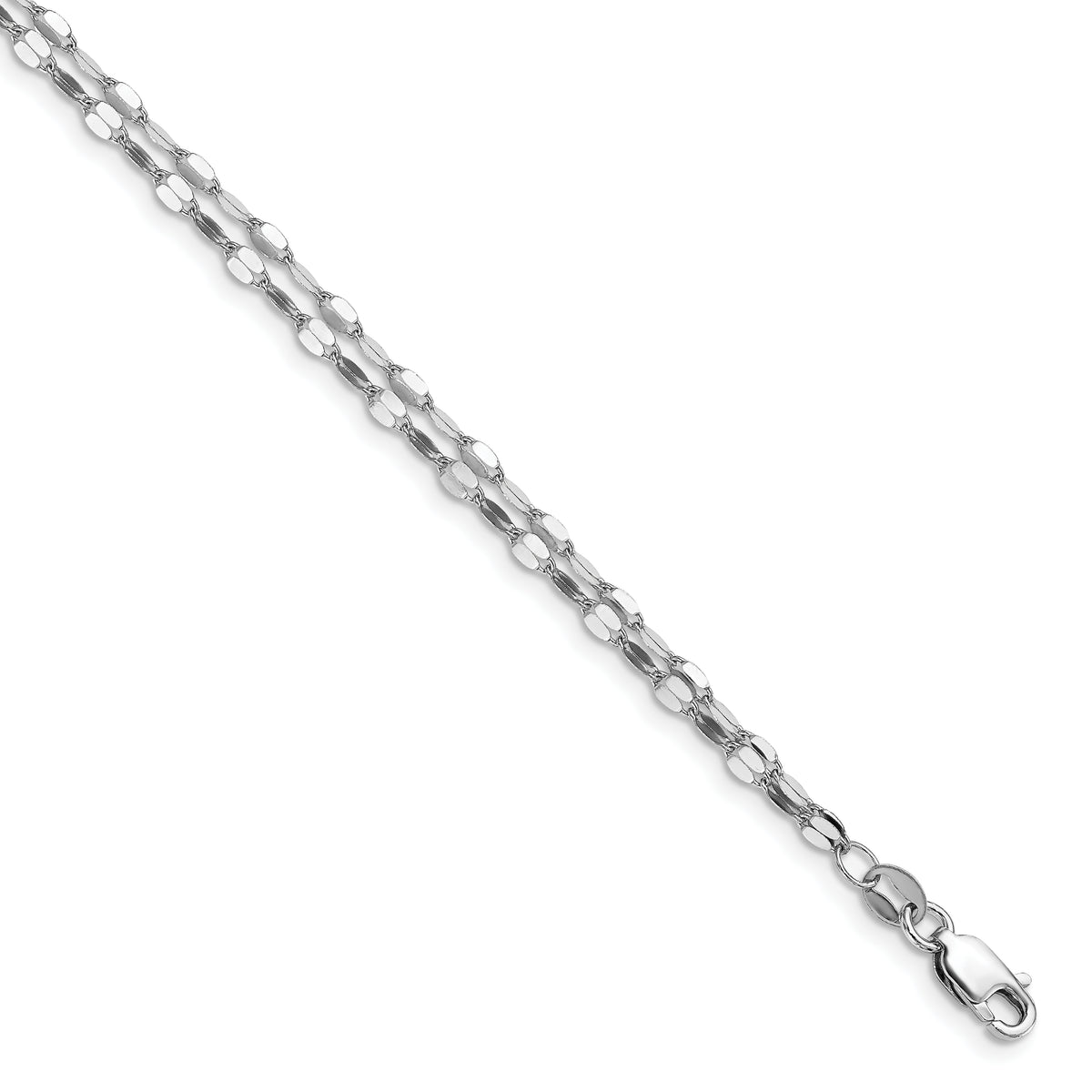 Sterling Silver Rhodium-plated Polished Double-strand Bracelet