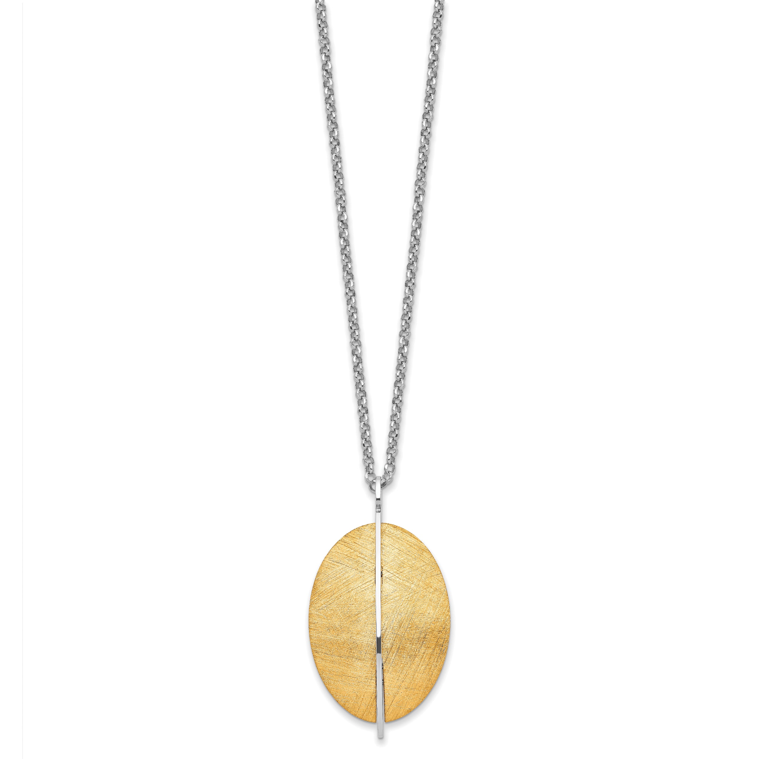 Radiant Essence SS Rhod-pl Gold-tone Brushed 2in ext. Necklace