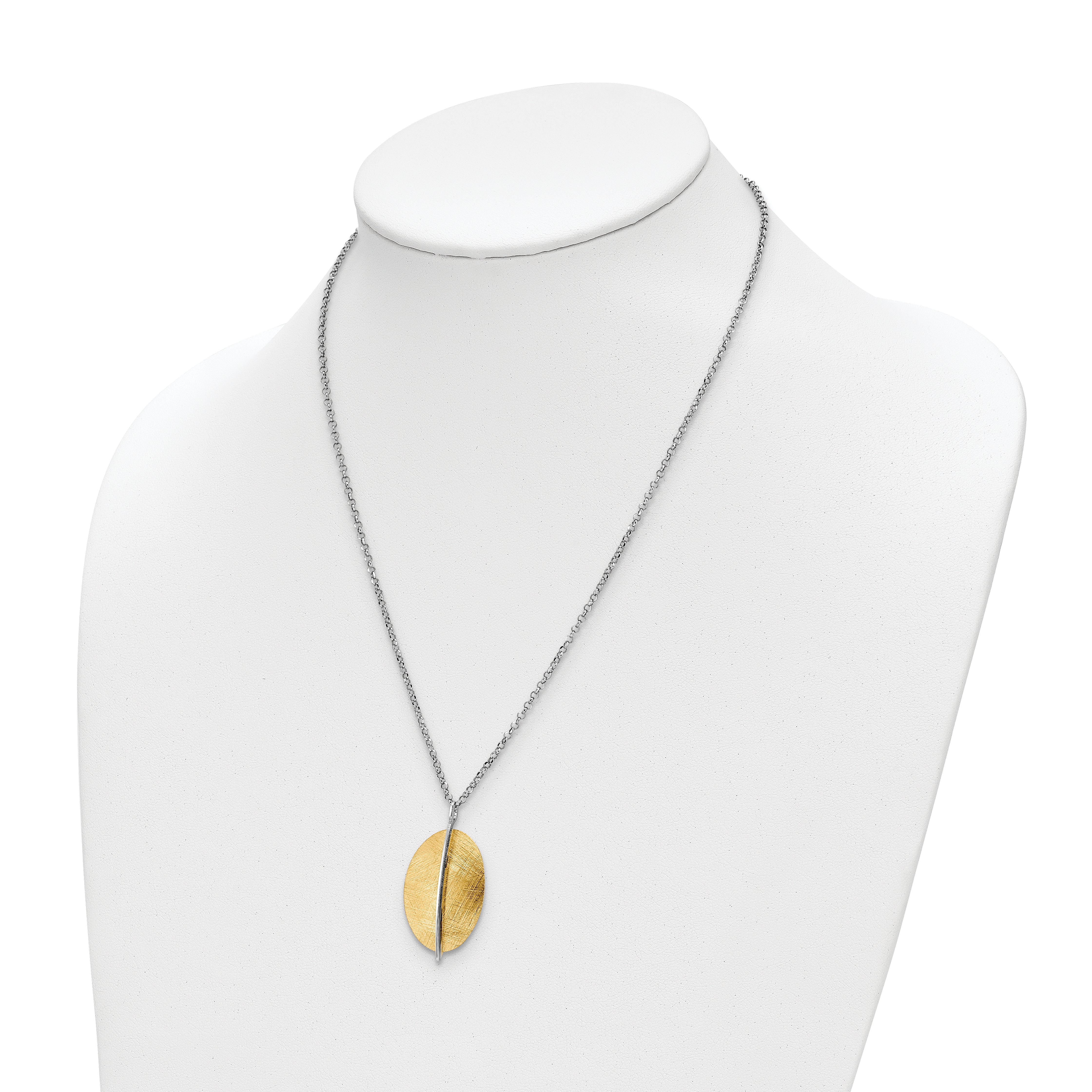 Radiant Essence SS Rhod-pl Gold-tone Brushed 2in ext. Necklace