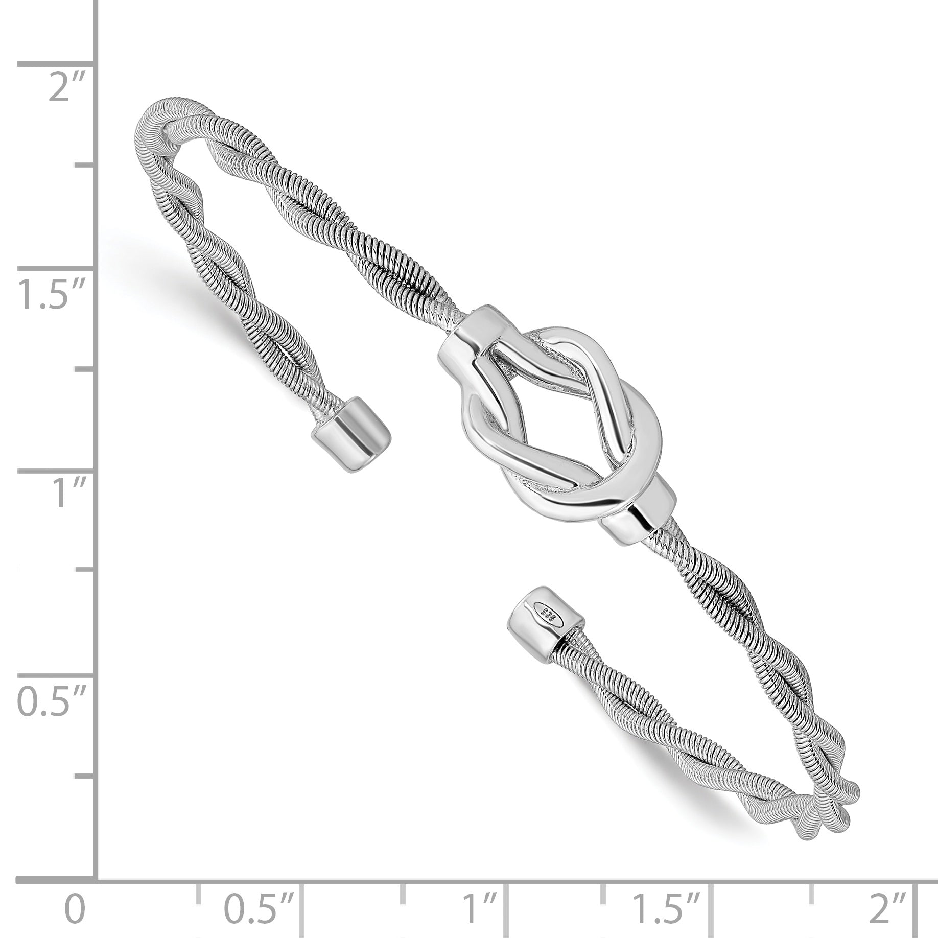 Sterling Silver Rhodium-plated Twisted Cuff Bangle