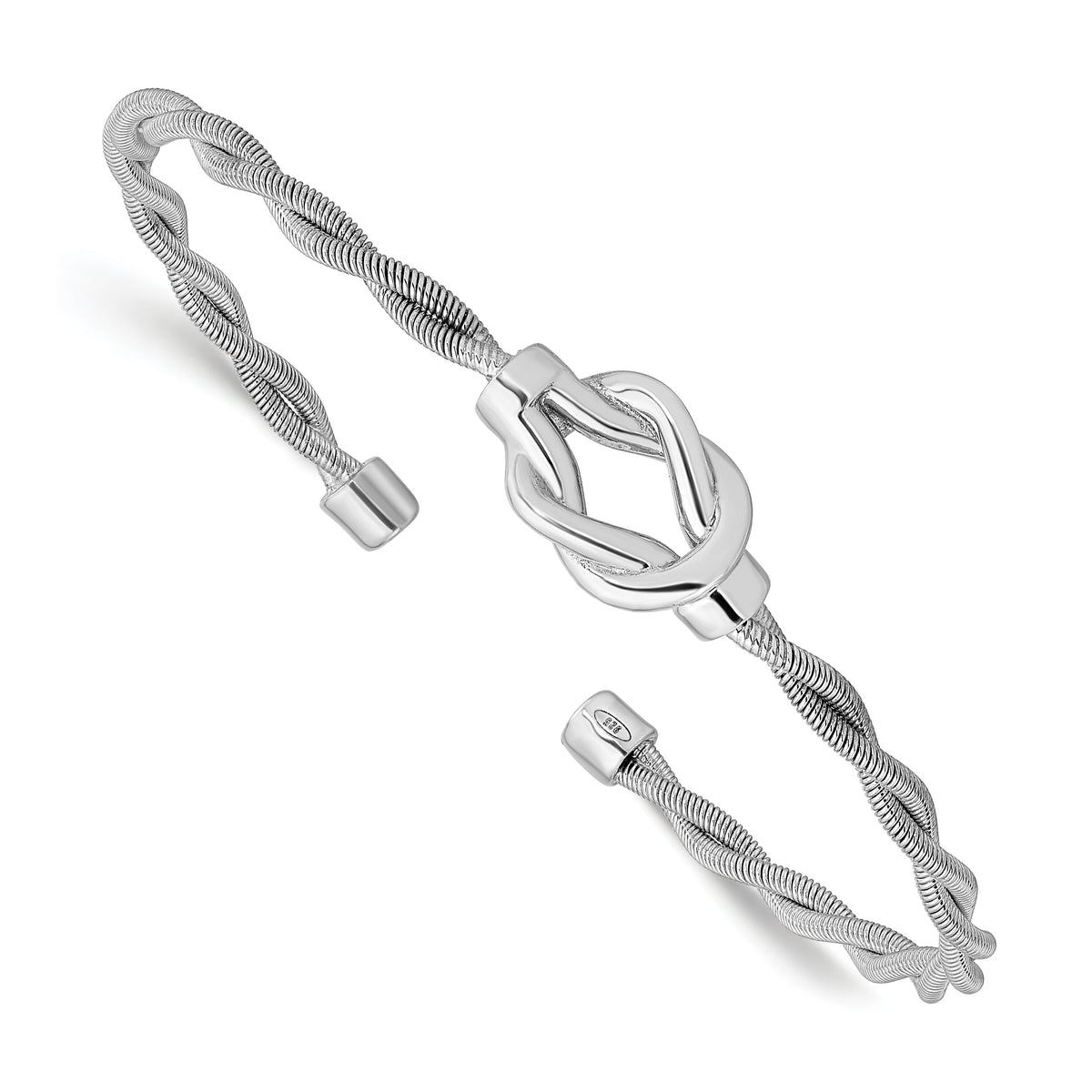 Sterling Silver Rhodium-plated Twisted Cuff Bangle