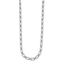 Sterling Silver Rhod-plated Textured Fancy Link Necklace