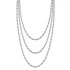 Sterling Silver Rh-pl Multi-layer Twisted Box w/2 in ext. Necklace