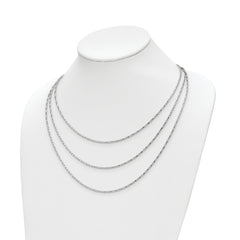 Sterling Silver Rh-pl Multi-layer Twisted Box w/2 in ext. Necklace