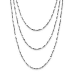 Sterling Silver Rh-pl Multi-layer Twisted Box w/2 in ext. Necklace