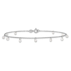 Sterling Silver Rhodium-plated CZ Anklet