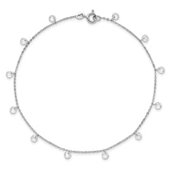 Sterling Silver Rhodium-plated CZ Anklet