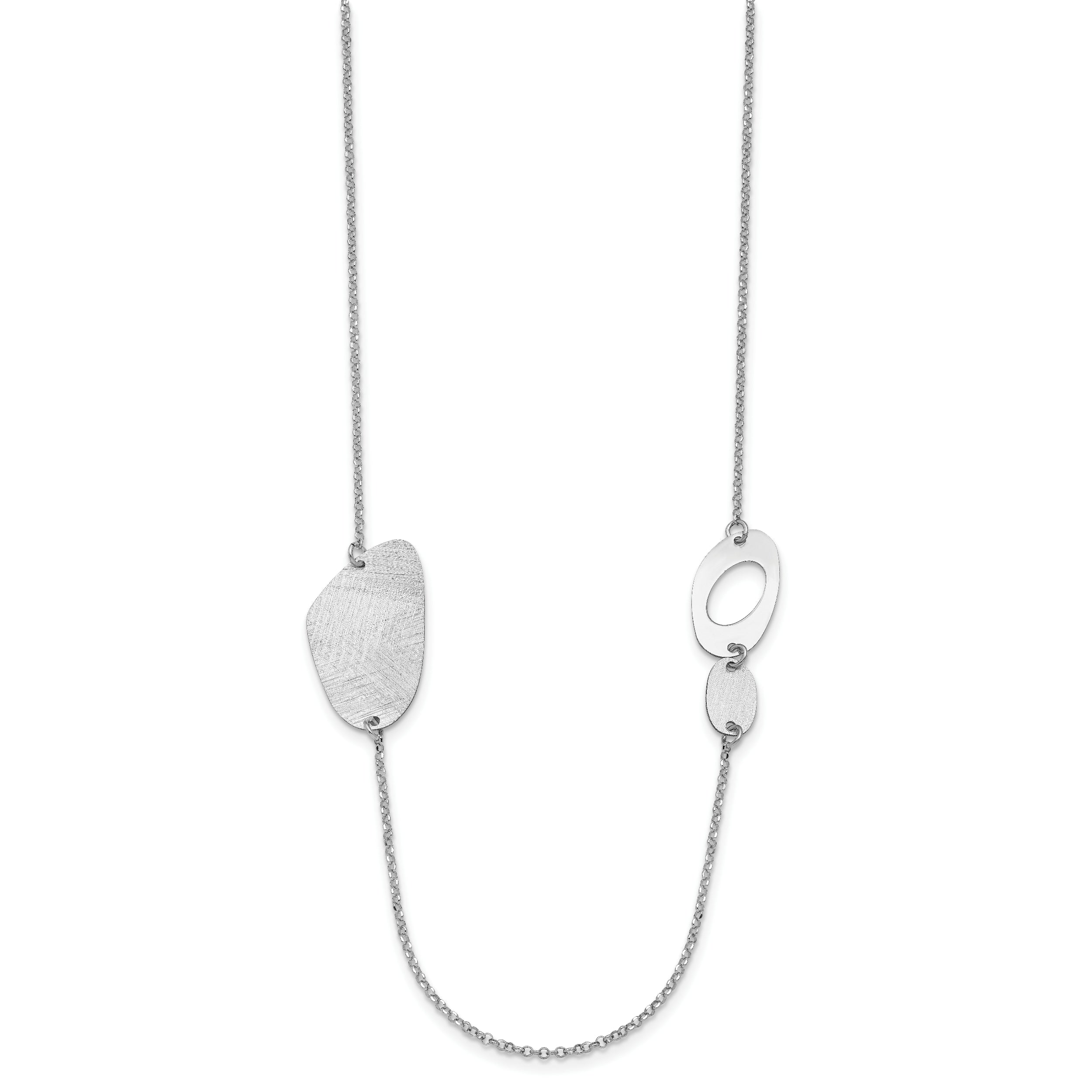 Radiant Essence Sterling Silver Rhodium-plated Brushed Necklace