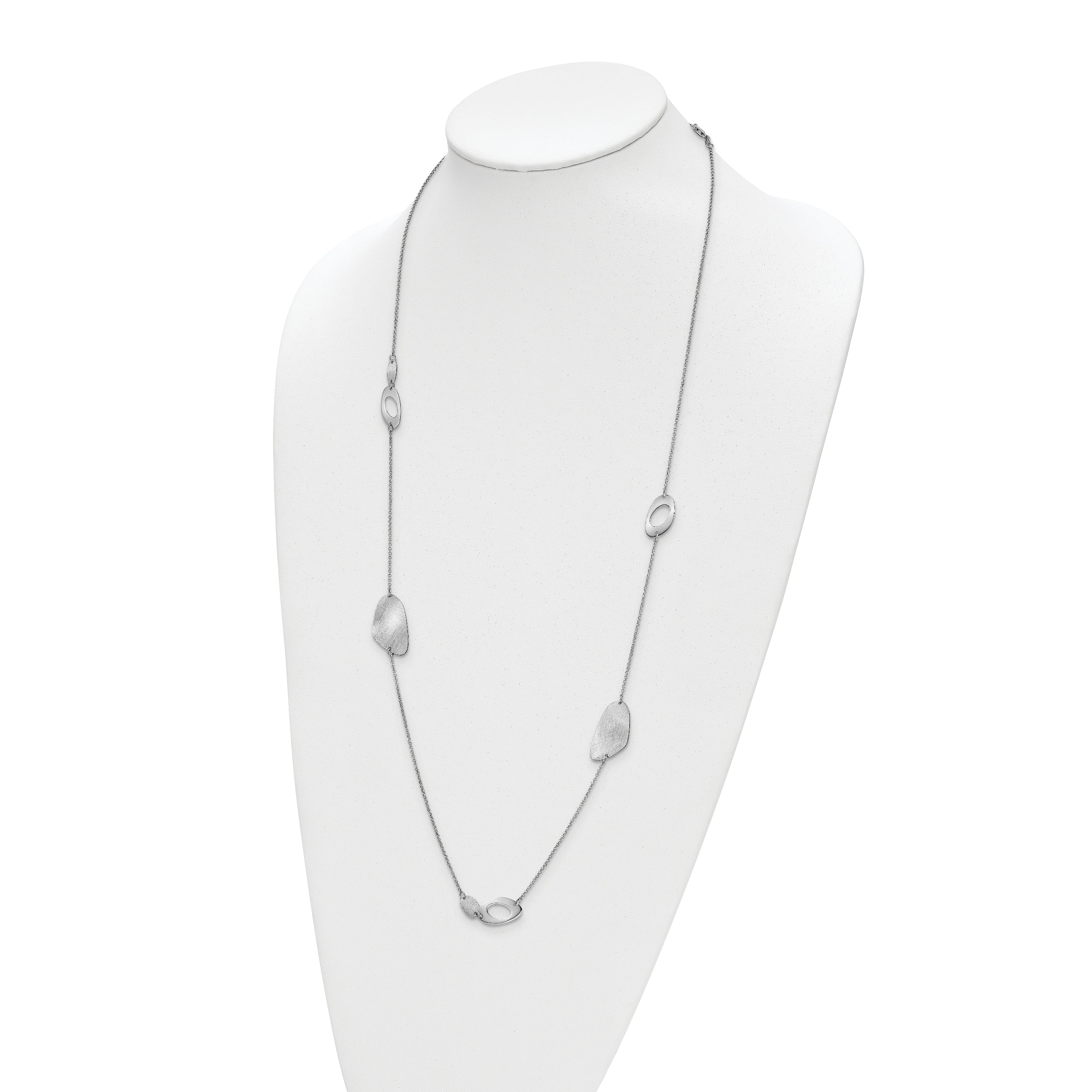 Radiant Essence Sterling Silver Rhodium-plated Brushed Necklace