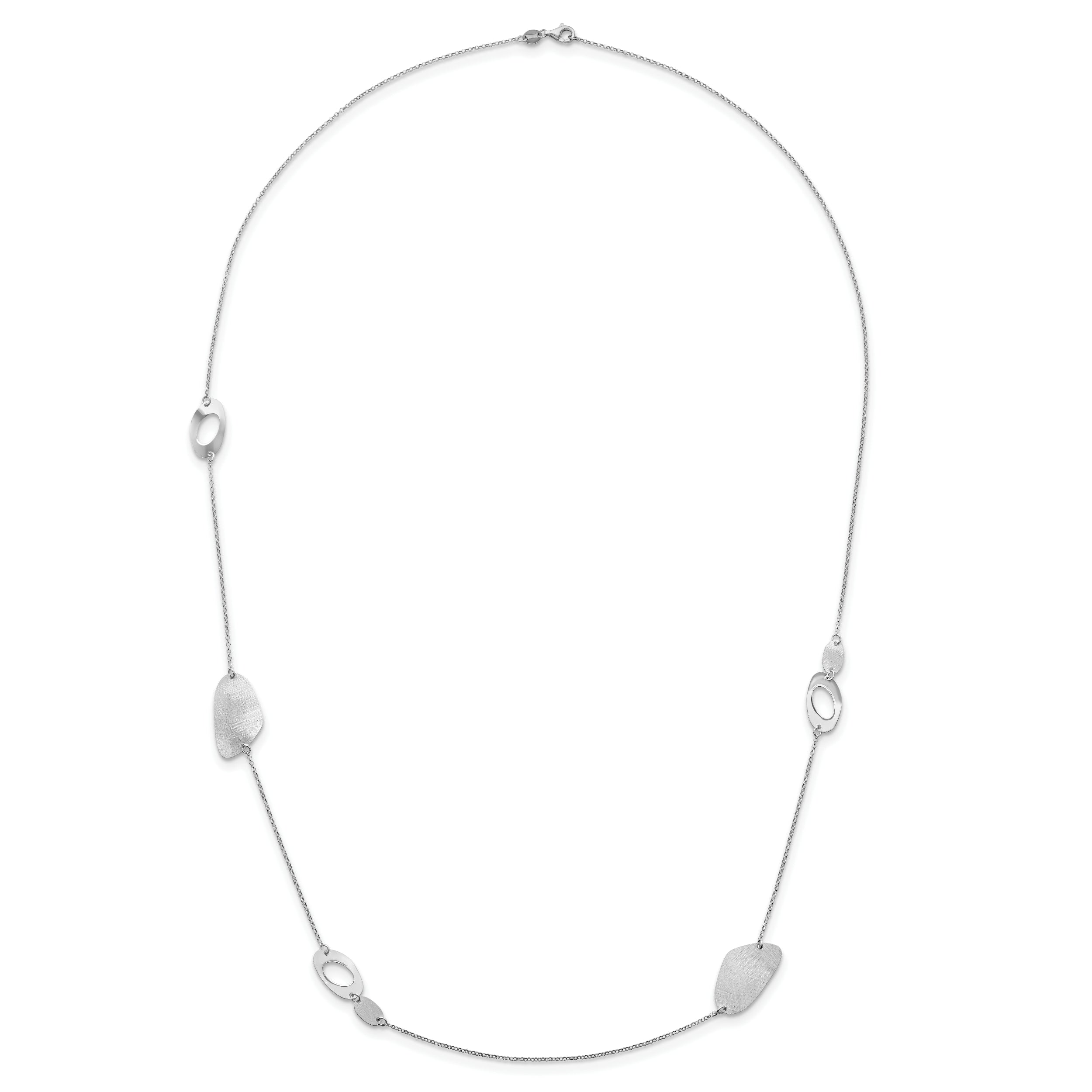 Radiant Essence Sterling Silver Rhodium-plated Brushed Necklace