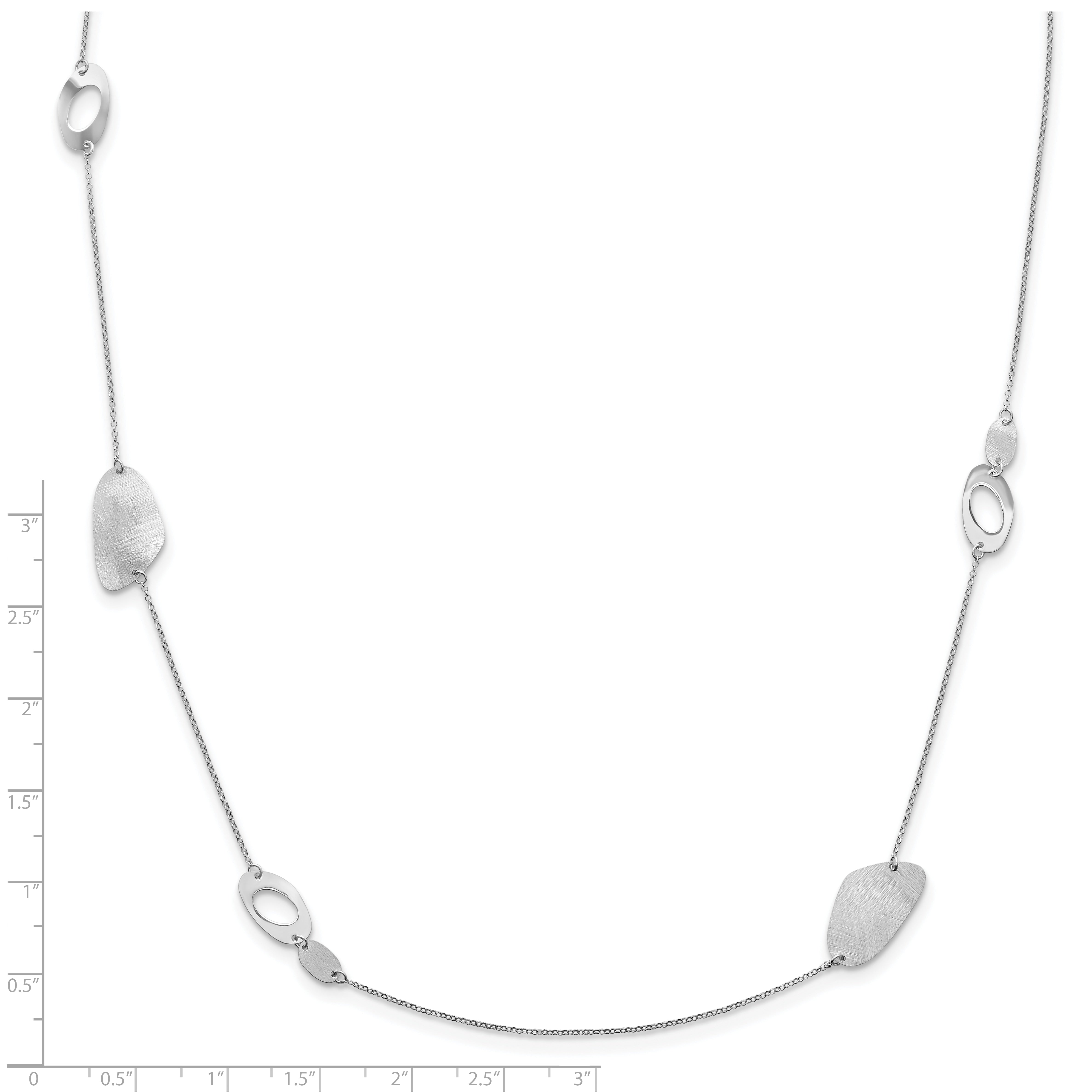 Radiant Essence Sterling Silver Rhodium-plated Brushed Necklace