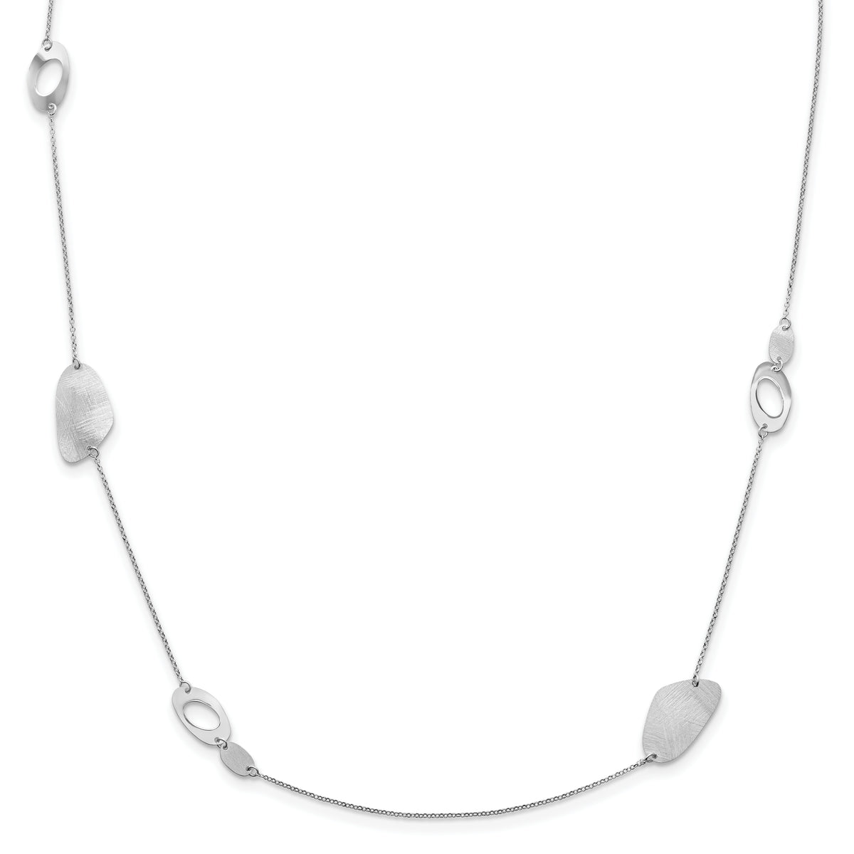 Radiant Essence Sterling Silver Rhodium-plated Brushed Necklace