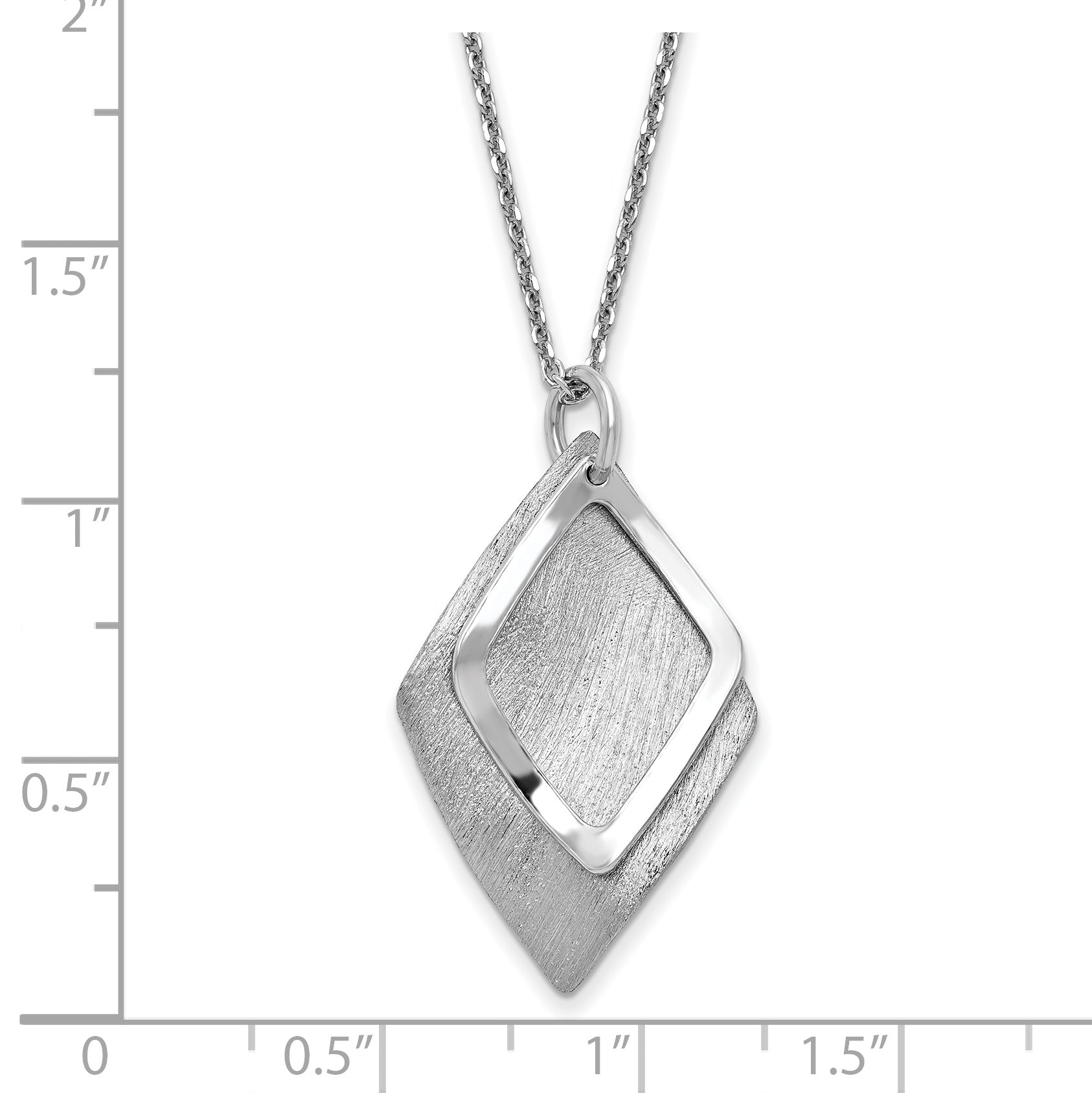 Radiant Essence SS  Rhodium-plated Brushed w/ 1.5in ext. Necklace