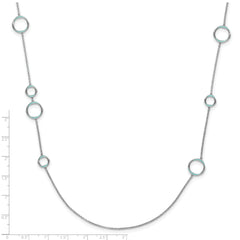 Sterling Silver Rhodium-plated Aqua Enameled Necklace