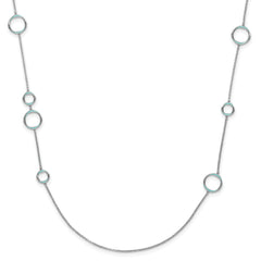 Sterling Silver Rhodium-plated Aqua Enameled Necklace