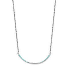 Sterling Silver Rhodium-pl Aqua Enameled w/1.5in ext. Necklace