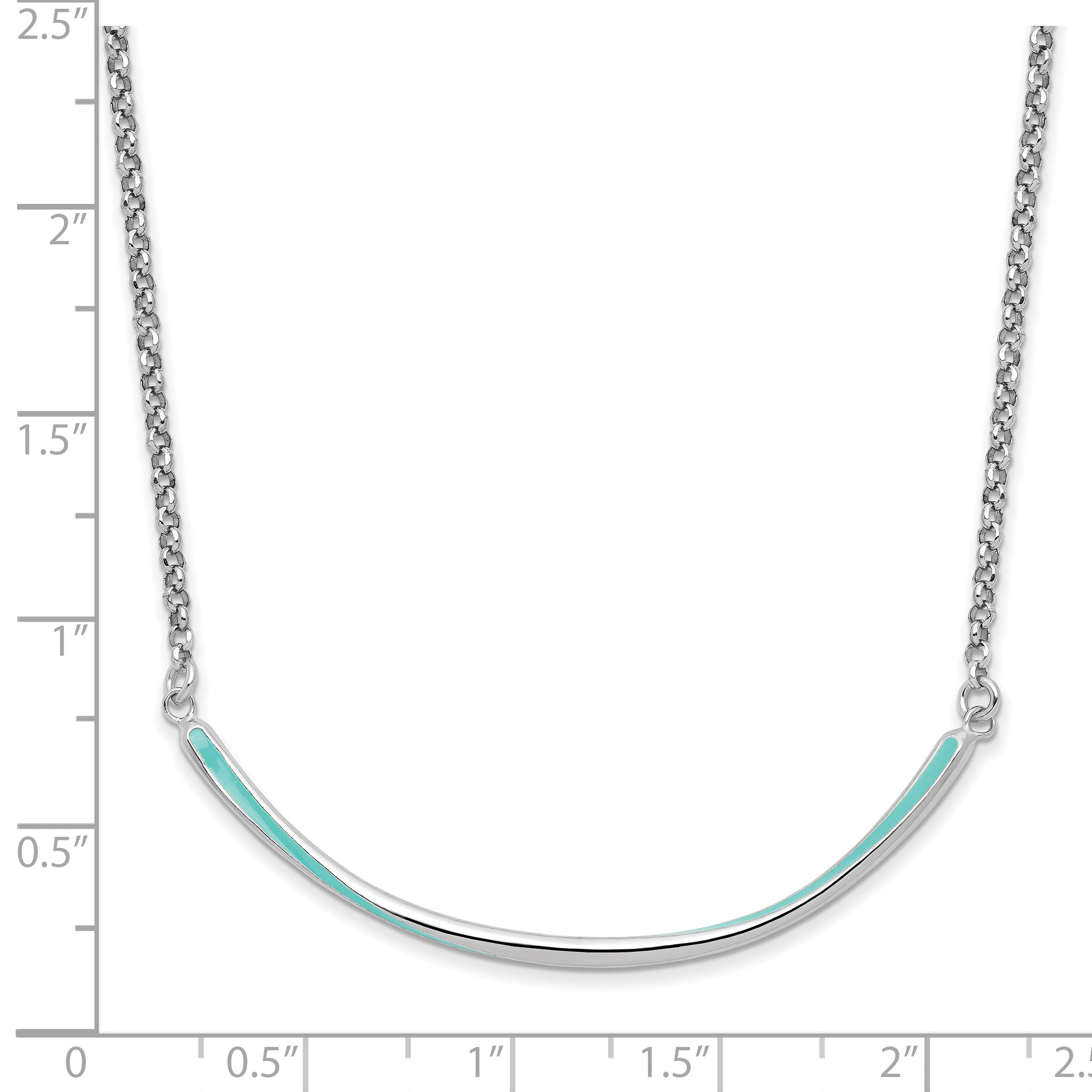 Sterling Silver Rhodium-pl Aqua Enameled w/1.5in ext. Necklace