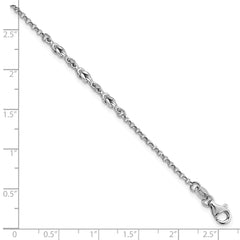 Sterling Silver Rhodium-plated w/ 1in ext Anklet