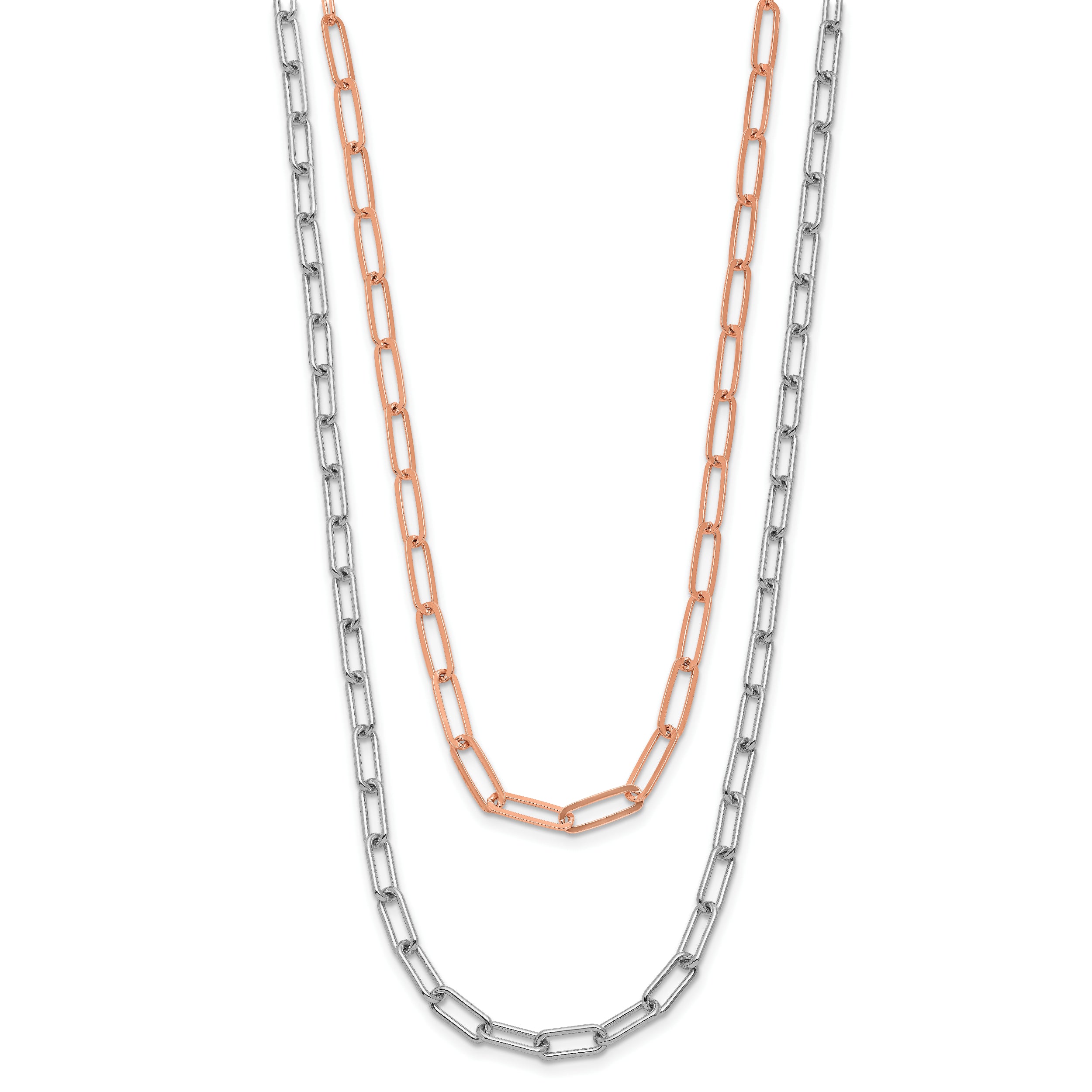 Sterling Silver Rh-p Rose-tone 2-strand with 1.25in ext. Necklace