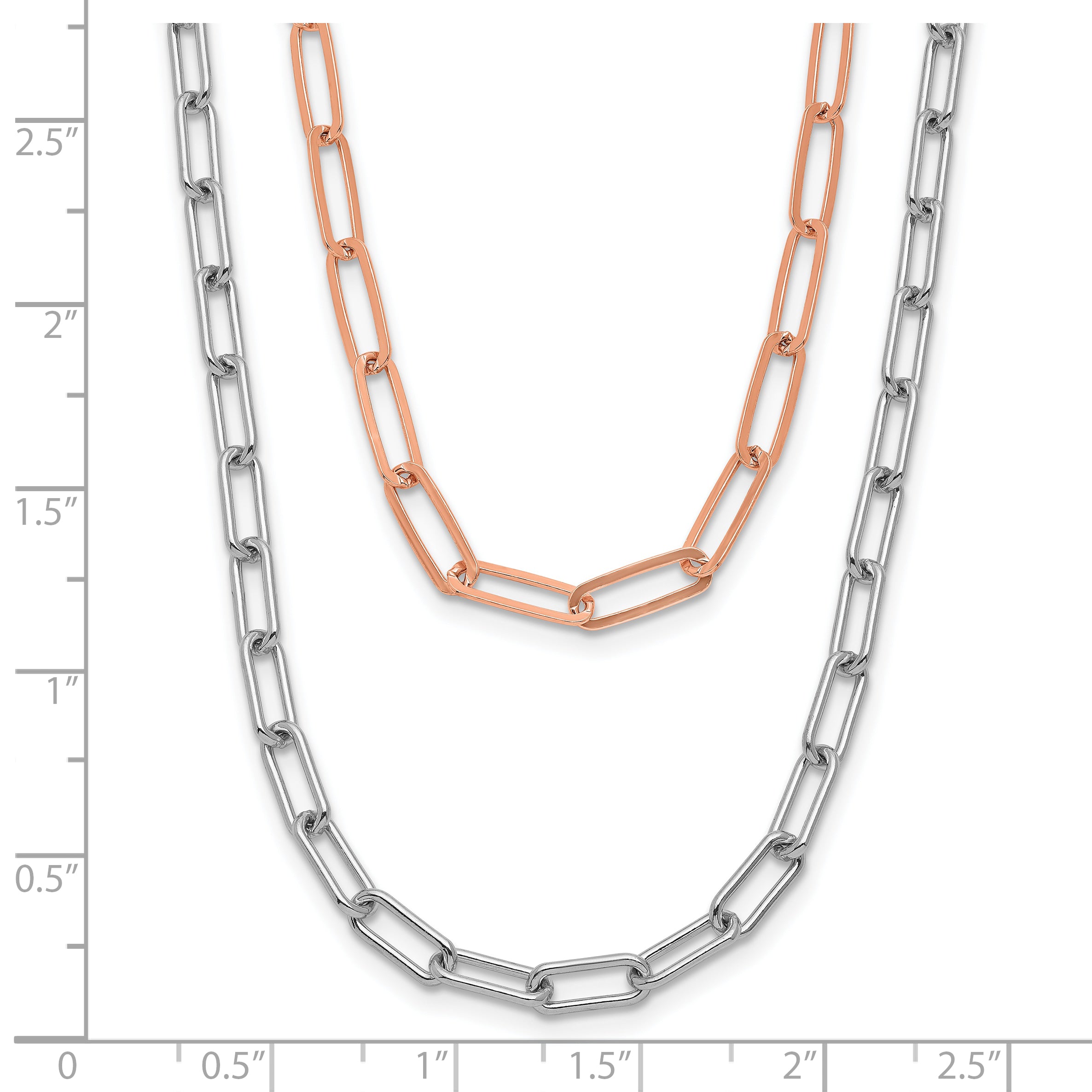 Sterling Silver Rh-p Rose-tone 2-strand with 1.25in ext. Necklace