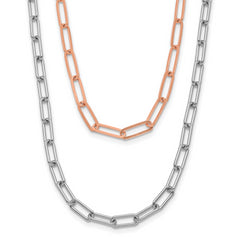 Sterling Silver Rh-p Rose-tone 2-strand with 1.25in ext. Necklace