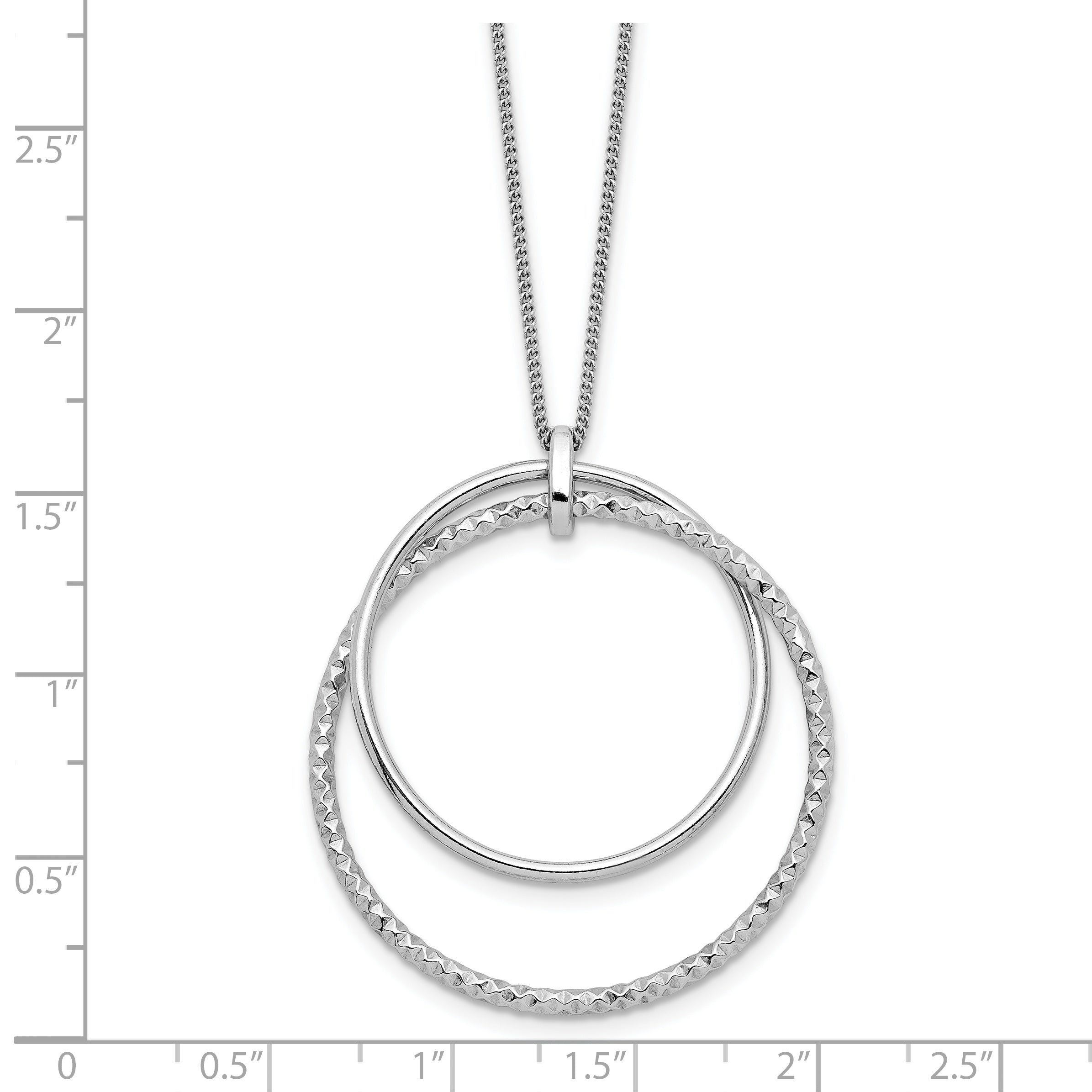 Sterling Silver Rhodium-plated Polished D/C w/2in ext. Necklace