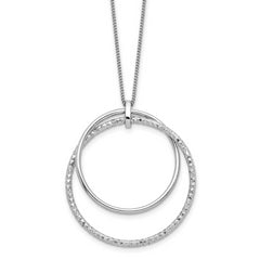 Sterling Silver Rhodium-plated Polished D/C w/2in ext. Necklace