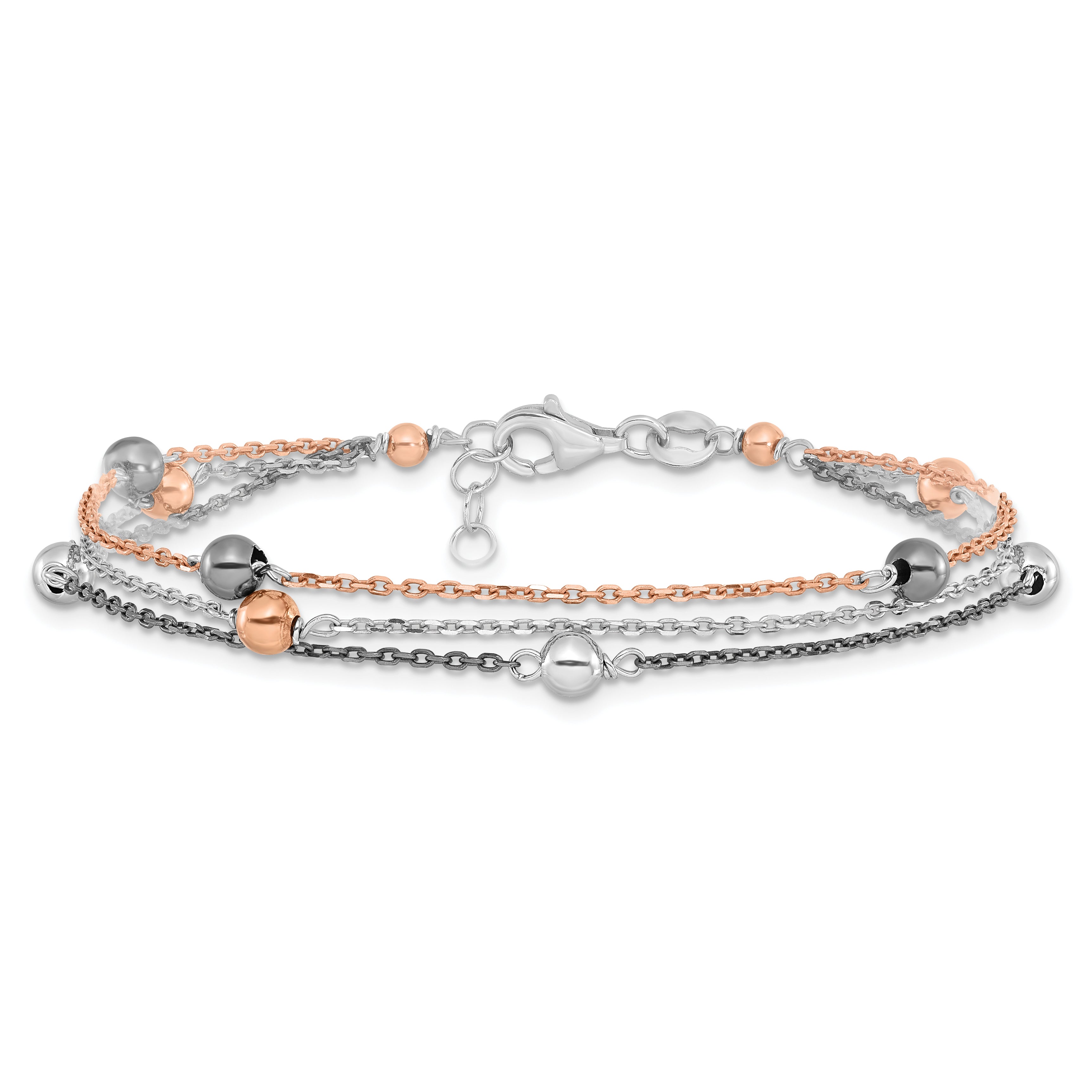 Sterling Silver Ruthenium & Rose Gold-plated D/C Bracelet