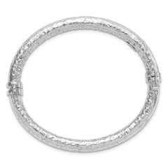 Sterling Silver Rhodium-plated Polished Hammered Bangle