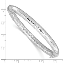 Sterling Silver Rhodium-plated Polished Hammered Bangle