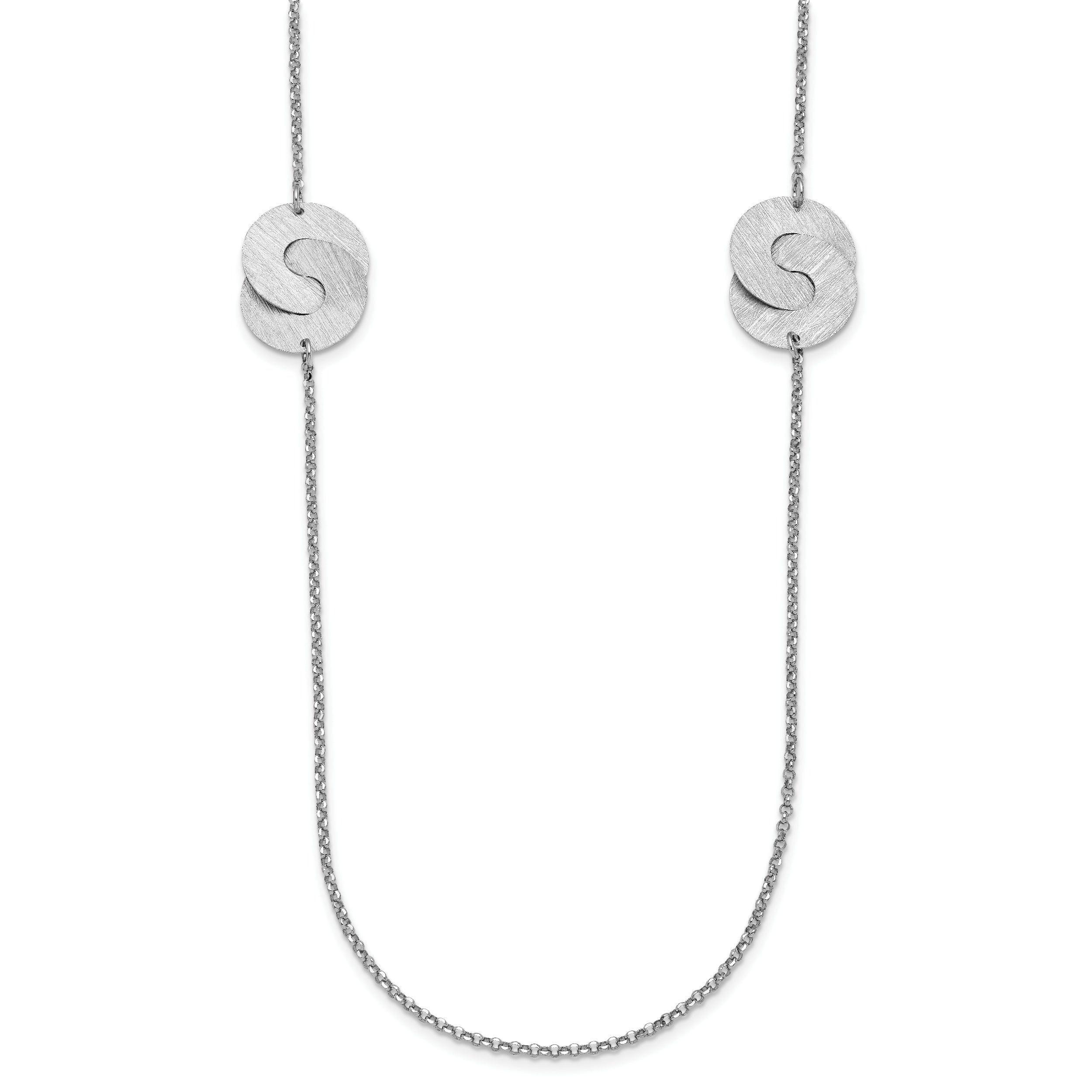 Sterling Silver Rhodium-plated Etched Circles Necklace