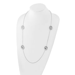 Sterling Silver Rhodium-plated Etched Circles Necklace