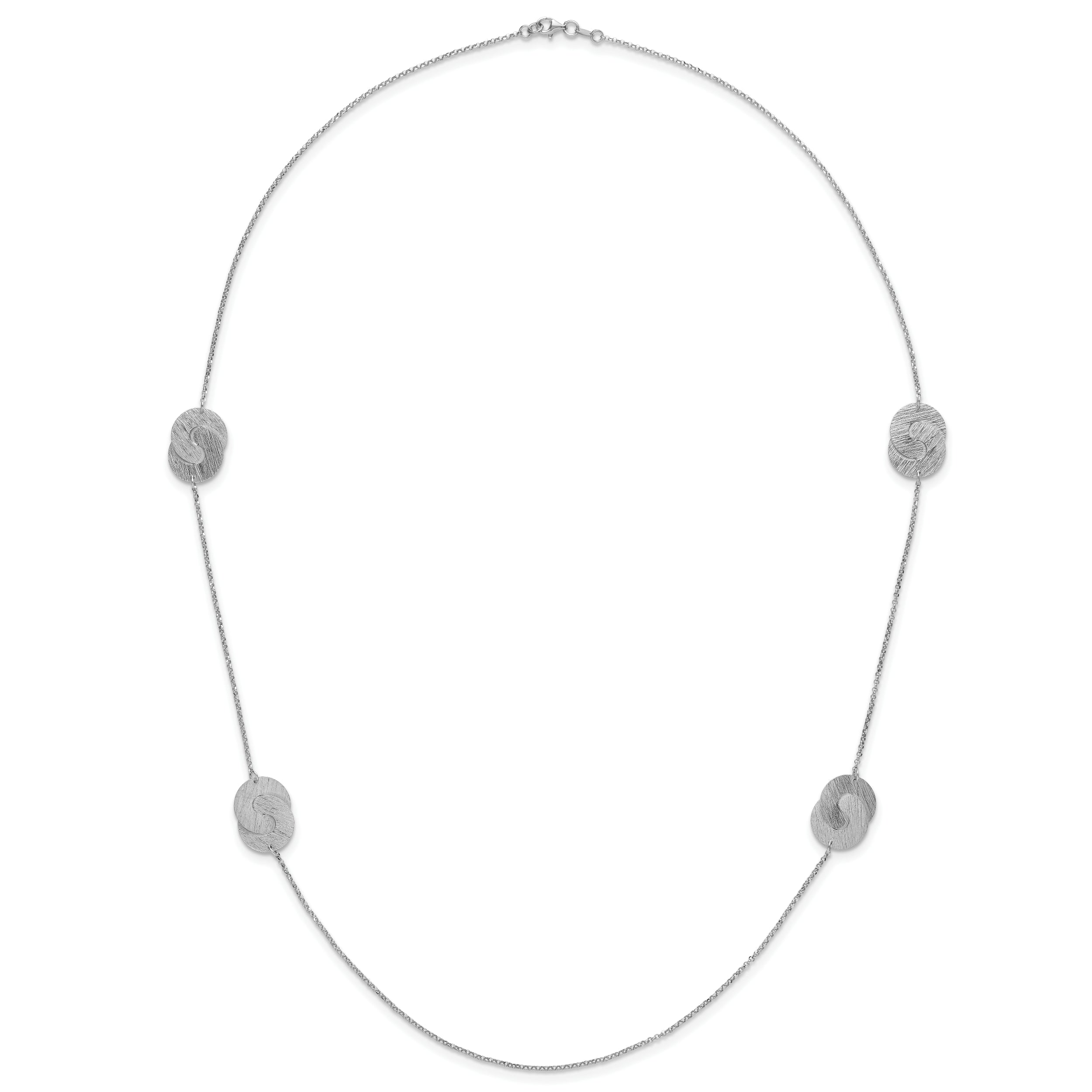 Sterling Silver Rhodium-plated Etched Circles Necklace