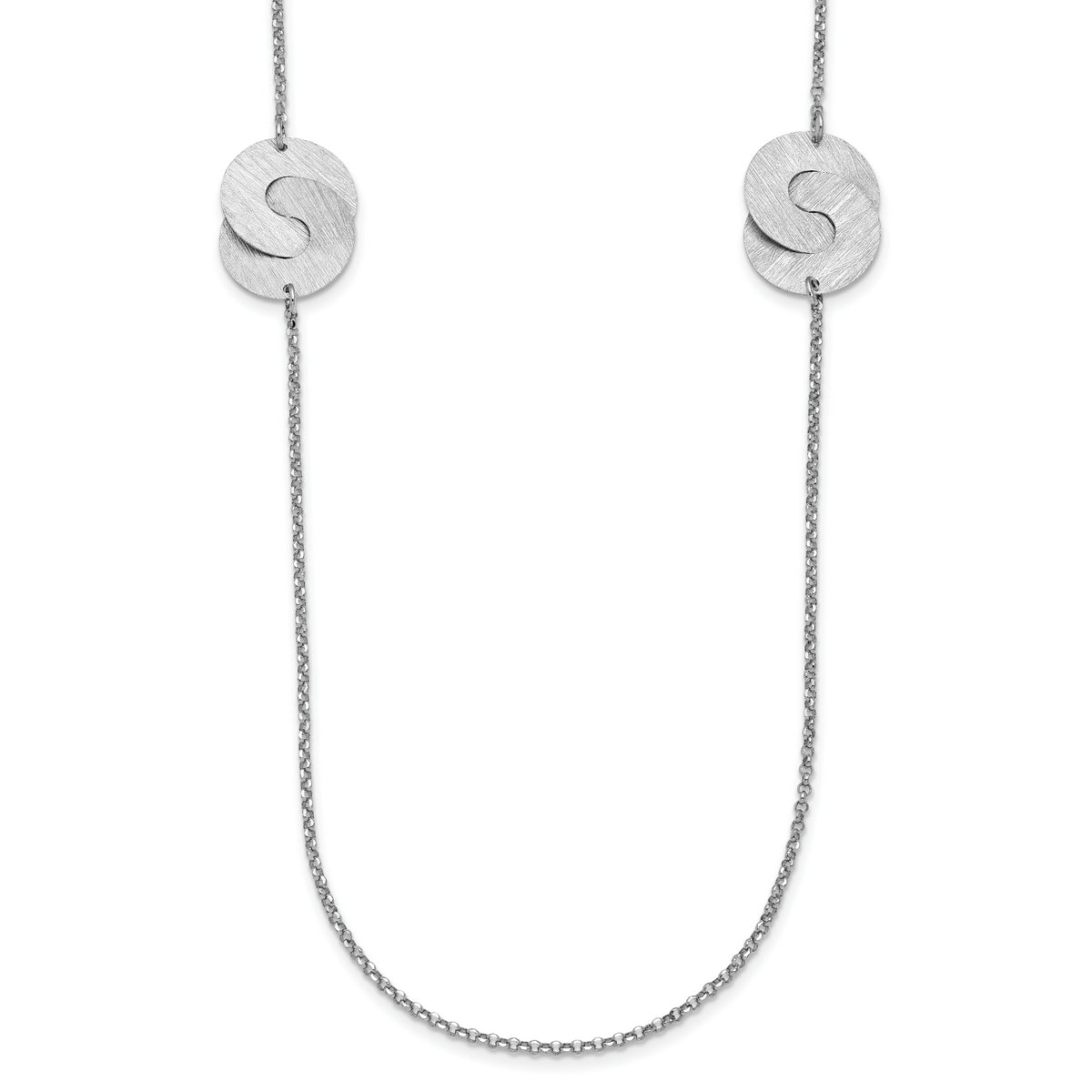 Sterling Silver Rhodium-plated Etched Circles Necklace