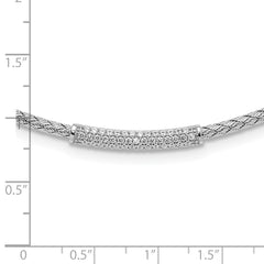 Sterling Silver Rhodium-plated CZ Woven with 2in. ext Necklace