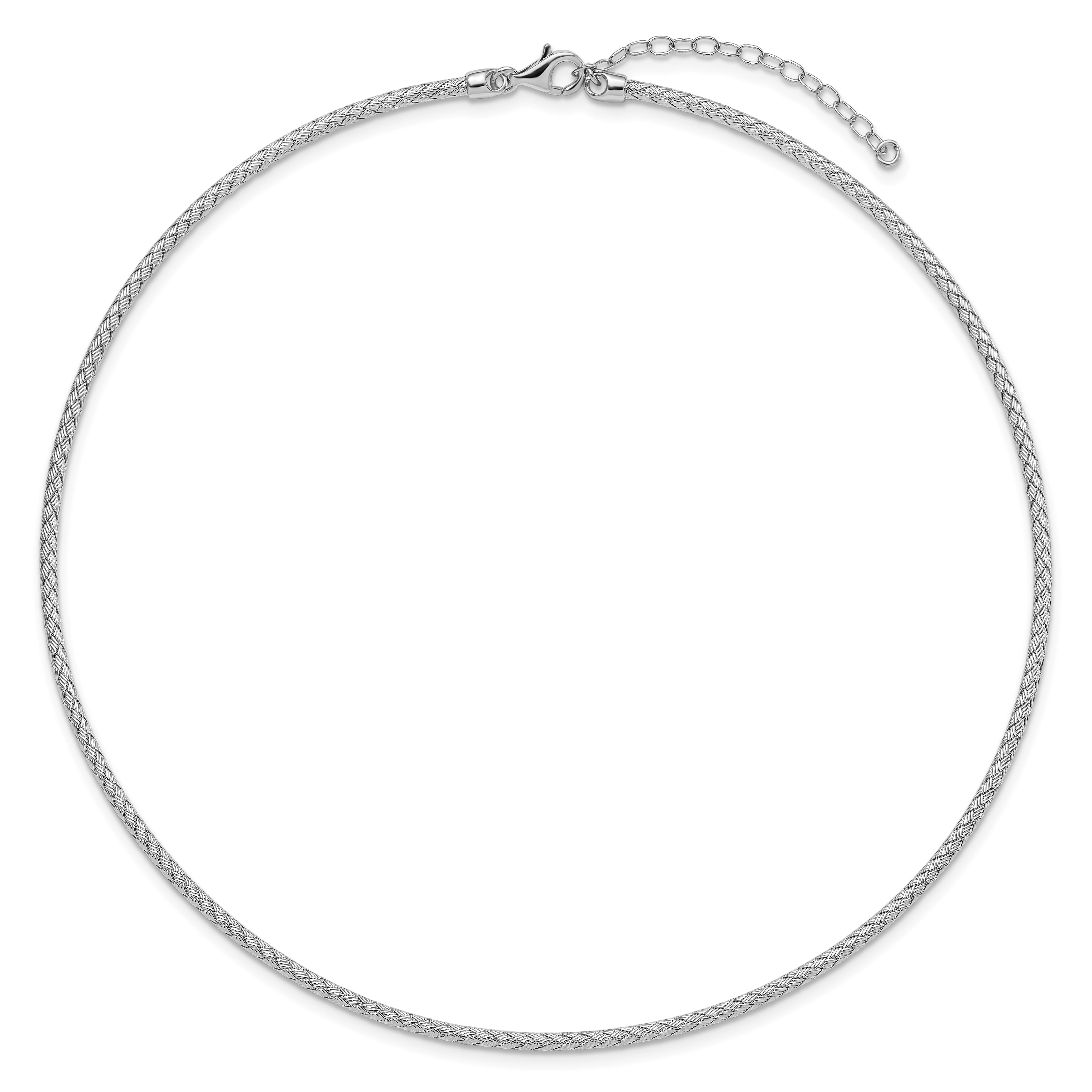 Sterling Silver Rhodium-plated Woven with 2in. ext Necklace