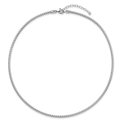 Sterling Silver Rh-plated Polished Braid with 2in. ext Necklace