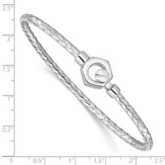 Sterling Silver Rhodium-plated Polished Braid Hook Bangle