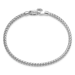 Sterling Silver RH-plated CZ Polished Braided Hook Bangle