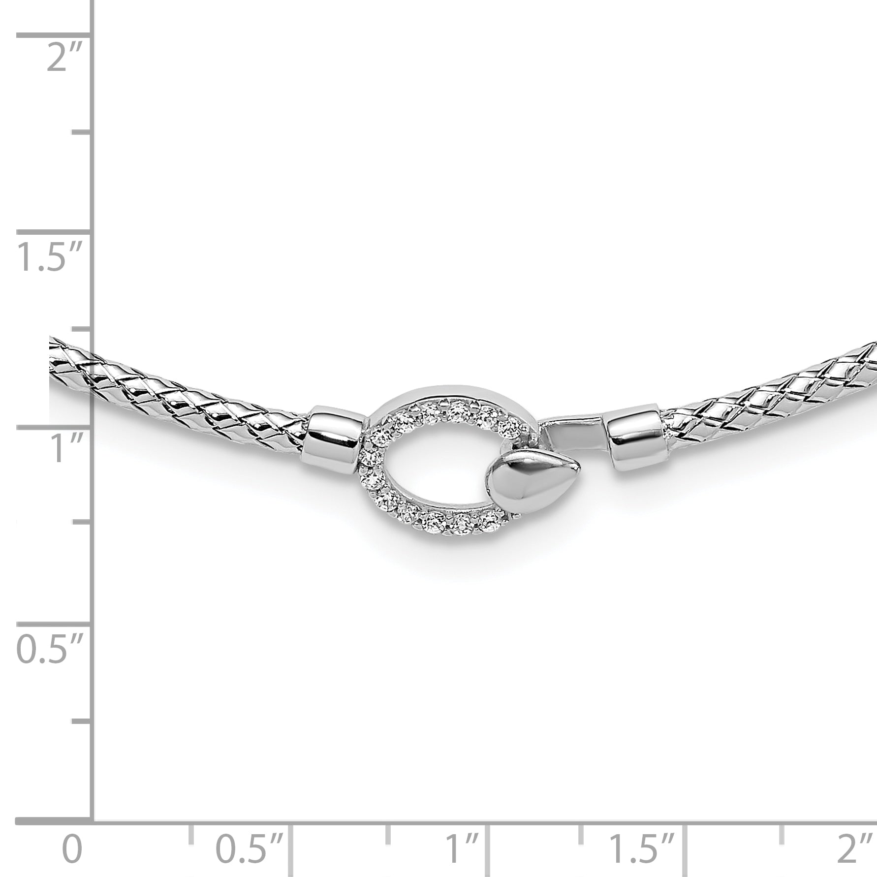 Sterling Silver Rh-plated CZ Polished Braid with 2in. ext Necklace