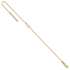 Sterling Silver Gold-tone FWC Pearl 9in. Plus 1in. ext. Anklet