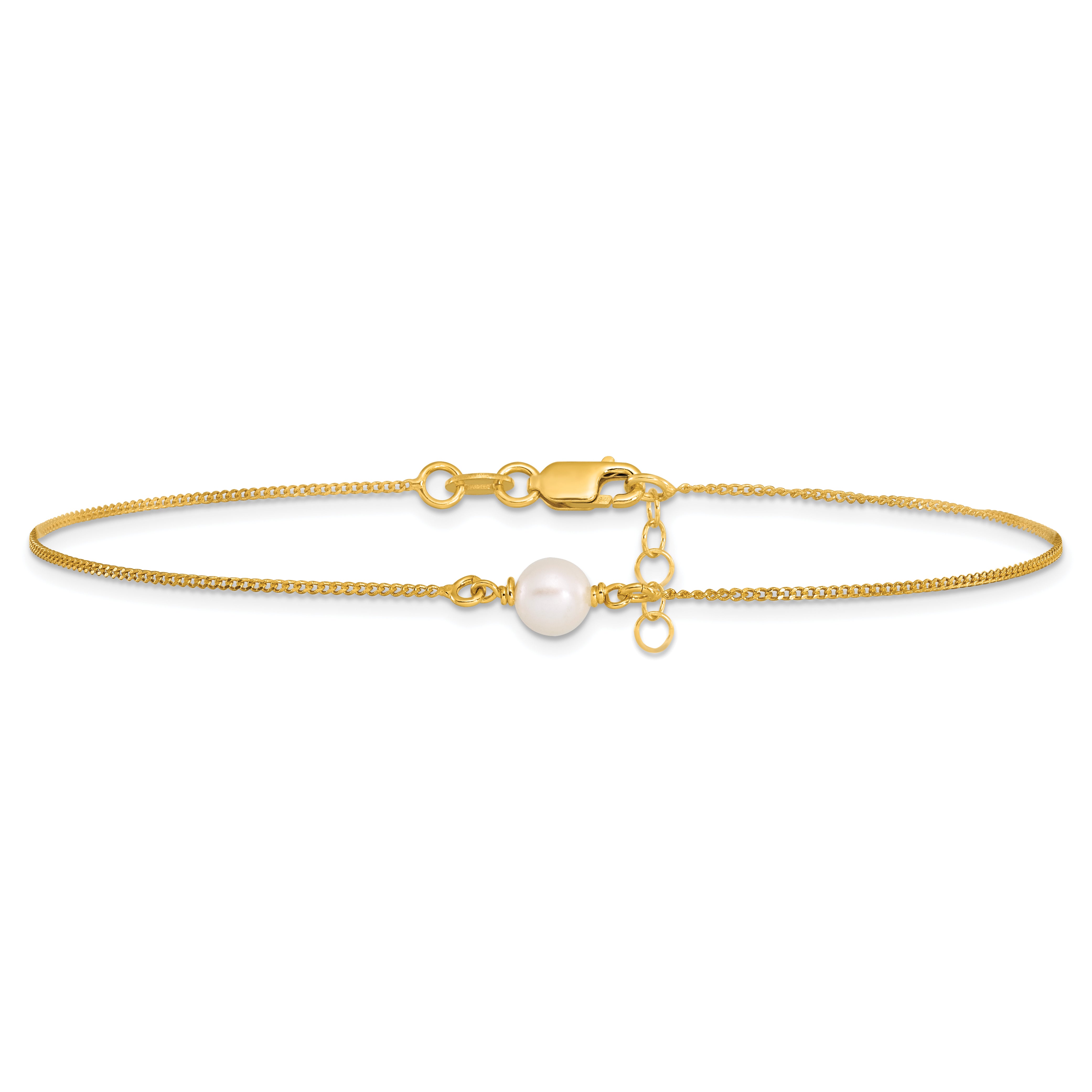 Sterling Silver Gold-tone FWC Pearl 9in. Plus 1in. ext. Anklet