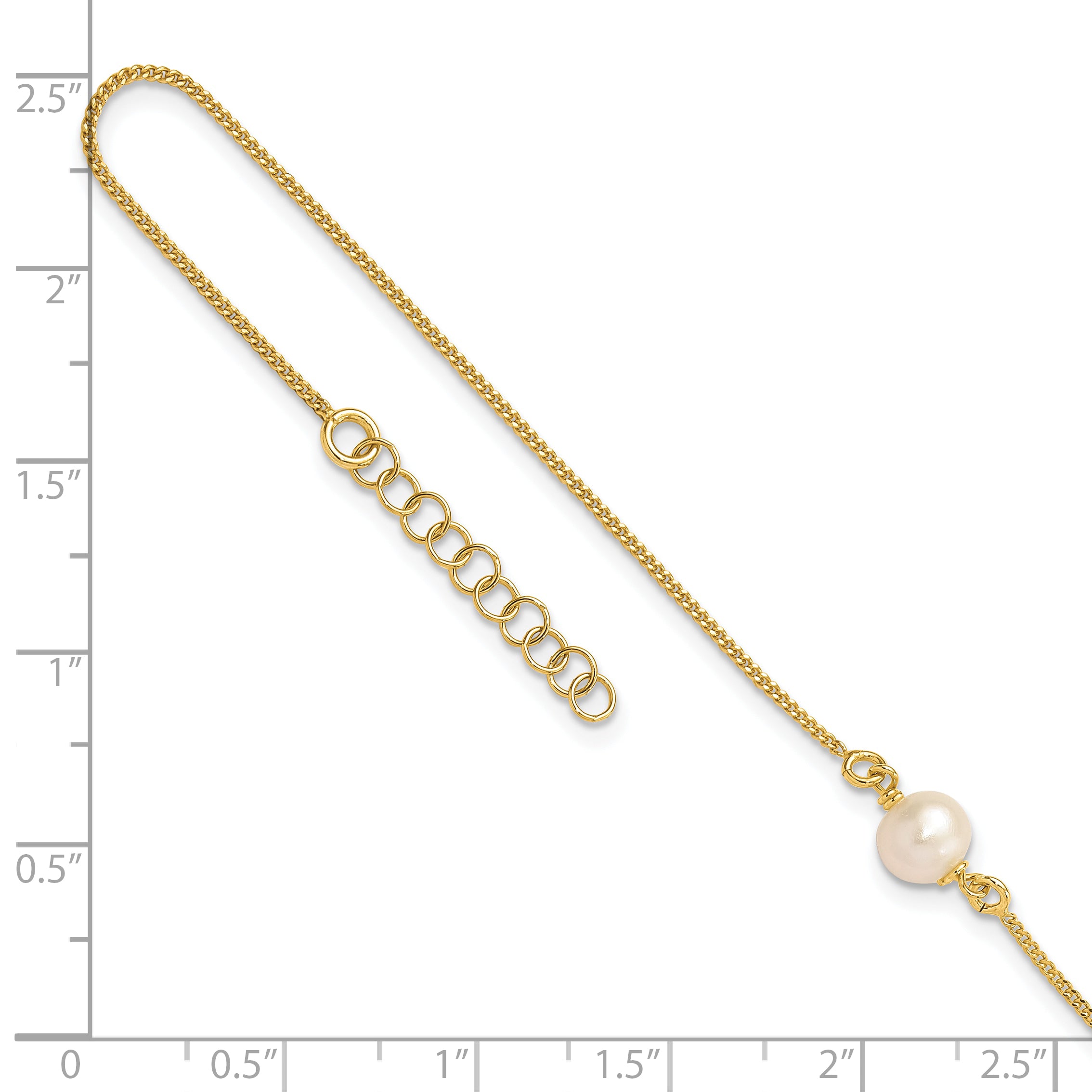 Sterling Silver Gold-tone FWC Pearl 9in. Plus 1in. ext. Anklet