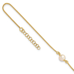 Sterling Silver Gold-tone FWC Pearl 9in. Plus 1in. ext. Anklet