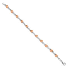 Sterling Silver Rhodium-plated / Rose-tone Beaded Bracelet