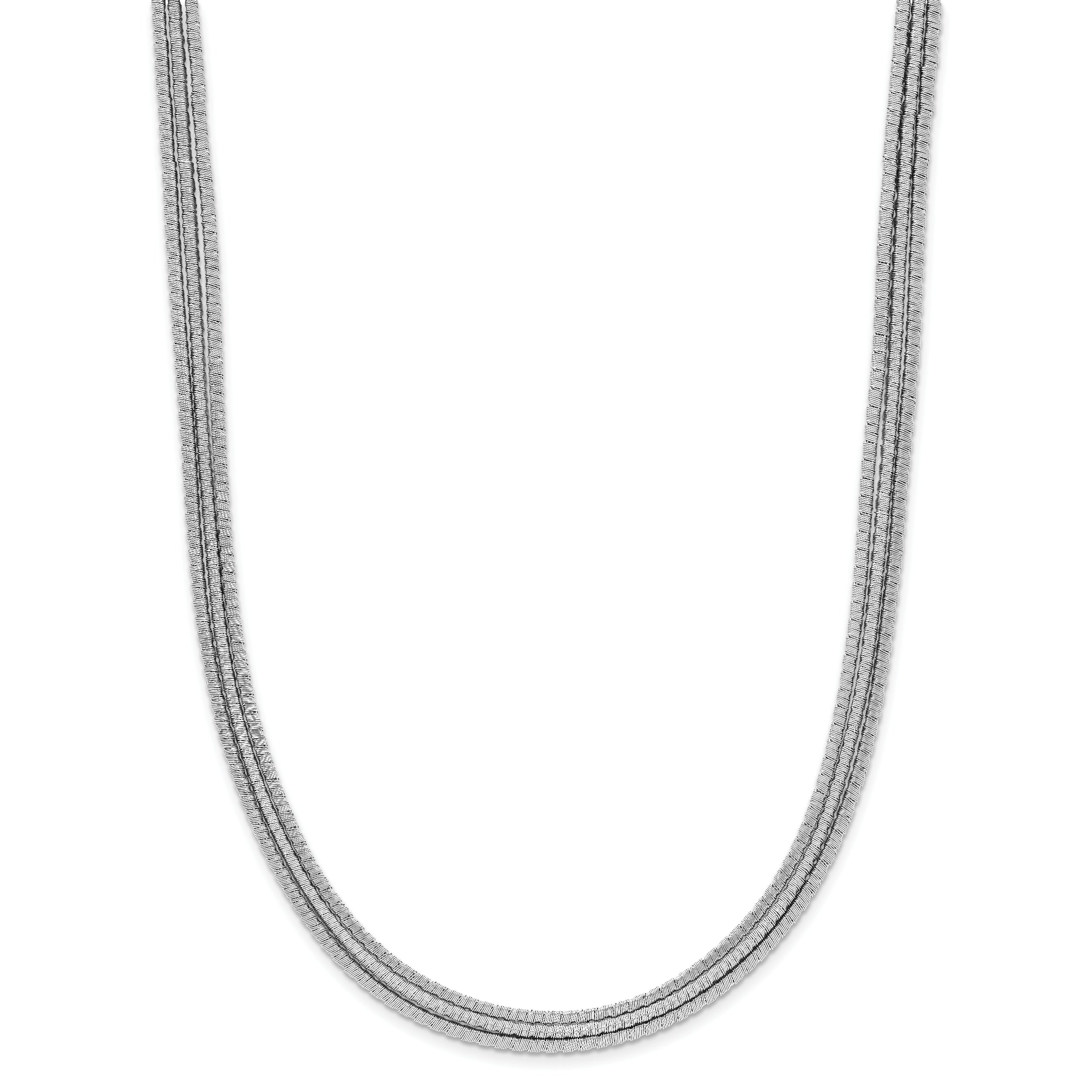 Sterling Silver Rhodium-plated Textured 3-Strand Necklace